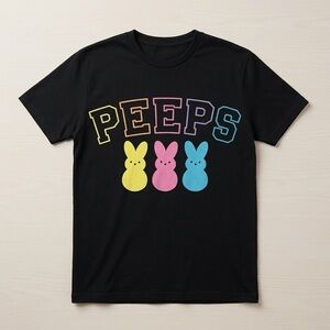 Gildan Black T-Shirt with Colorful Peeps Design